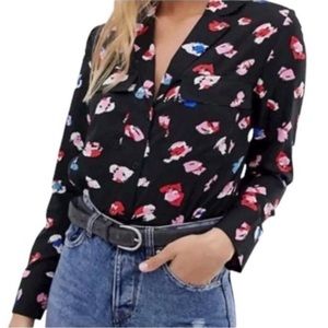 Influence Multicolor on Black Button Down Shirt Size 12
